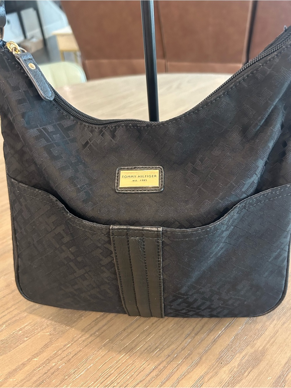 Tommy Hilfiger Black Jacquard Shoulder Bag